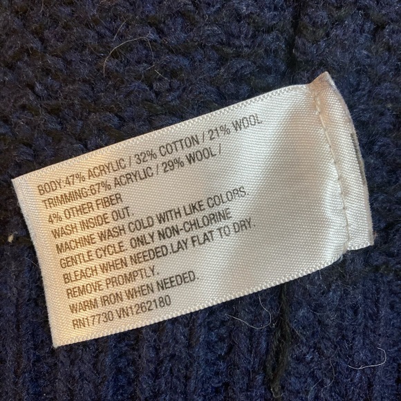 Mens large wool blend navy pullover sweater shawl collar Merona - Picture 2 of 5